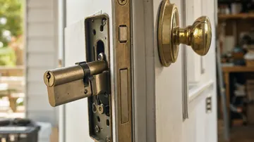 Cylindre en laiton retiré du chant d'une porte ouverte